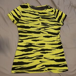 Neon Yellow Zebra 💛 Shirt Fishnet Mesh back